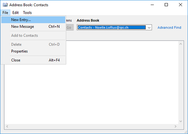 Screenshot of the context menu in Outlook