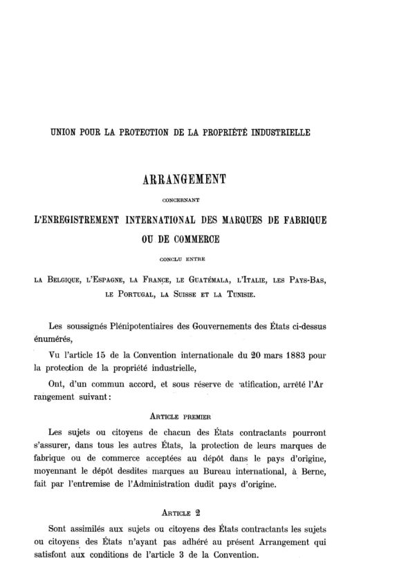 Auszug Madrider Abkommen 1891