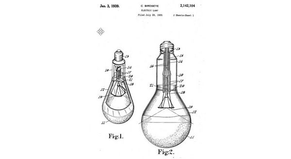 Eine Glühbirne mit zahlreichen Patentansprüchen (US 2142104A). Bild: Worldwide Espacenet