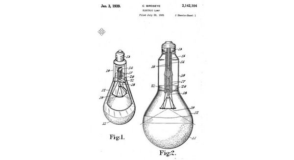 Una lampadina con numerose rivendicazioni di brevetto (US 2142104A) Immagine: Worldwide Espacenet