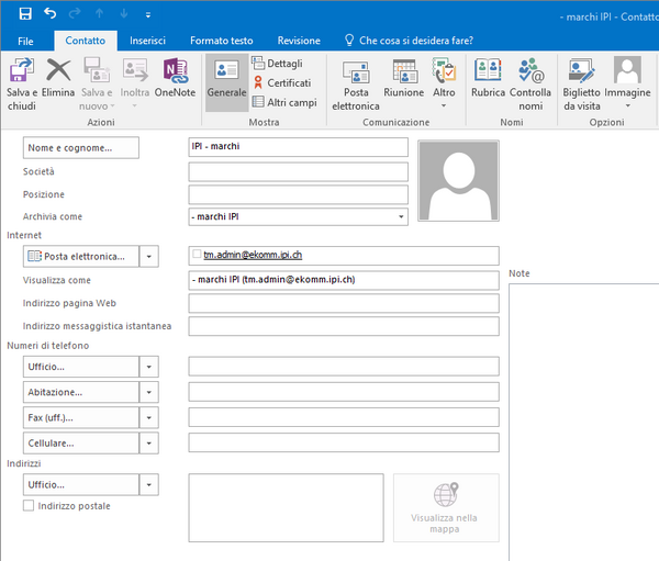 Screenshot di Outlook