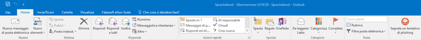 Schermata del menu di Outlook