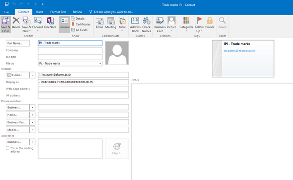 Screenshot of the context menu in Outlook