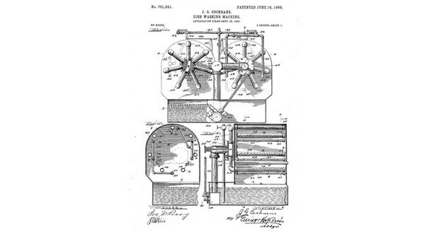 La lavastoviglie è stata inventata da Josephine Cochrane ed è stata brevettata nel 1903 (US731341). Immagine: Worldwide Espacenet