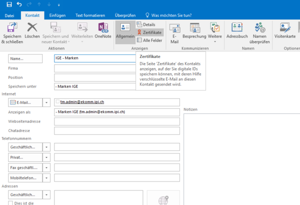 Screenshot von Outlook 