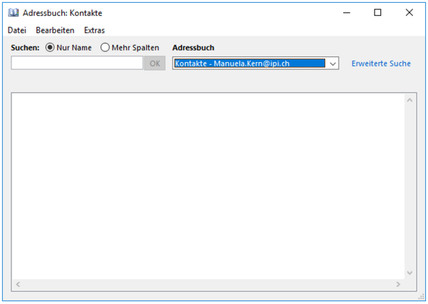 Screenshot des Adressbuches in Outlook