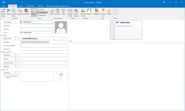 Screenshot of the context menu in Outlook