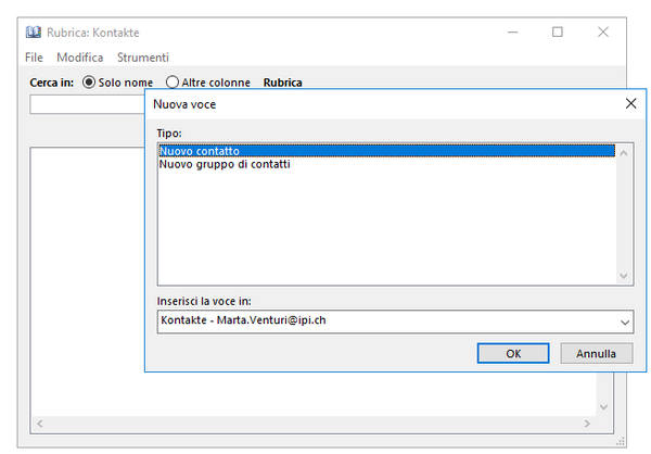 Screenshot di Outlook